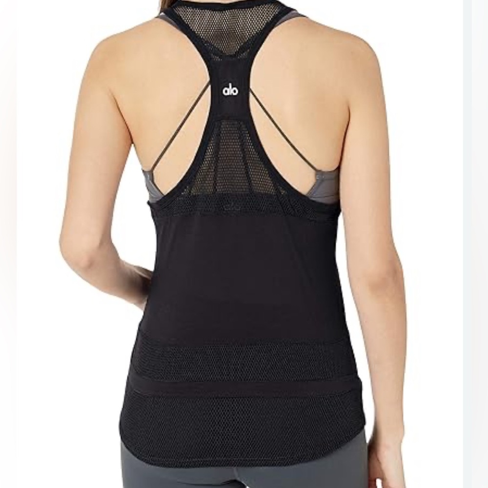 Alo Black Mesh Racerback Tank Top - Picture 2 of 4